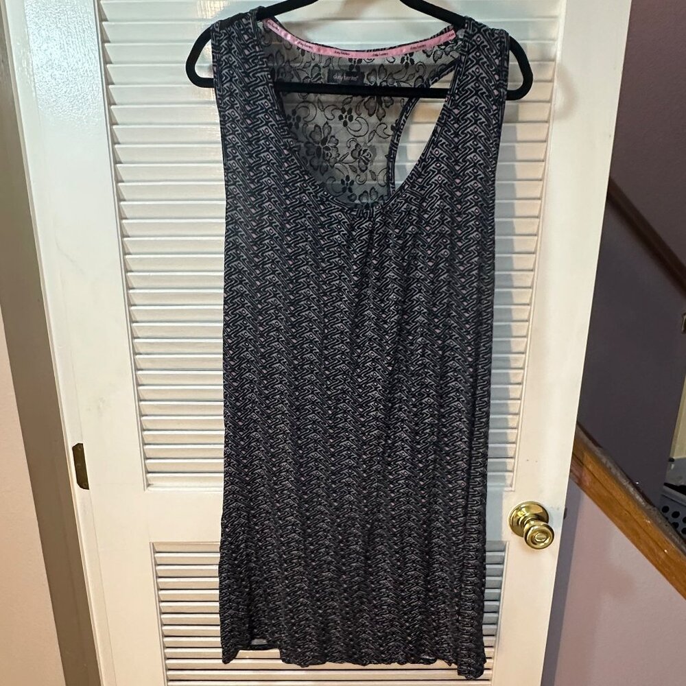 Daisy Fuentes Geometric Lace Nightshirt – Black/White/Pink – Size 2X